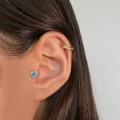 Cerrahi Çelik Silver Mavi Kalp Tragus Piercing
