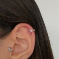 Cerrahi Çelik Silver Pembe Kelebek Halka Piercing