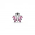 Cerrahi Çelik Silver Pembe Kelebekli Piercing