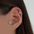 Cerrahi Çelik Silver Taşlı Kalp Piercing