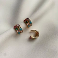 Çift Sıra Renkli Taşlı Earcuff