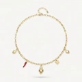 Gold 5 Charm Biber Detay Kolye