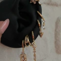 Gold Baget Taşlı 6 Lı Küpe Seti