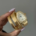 Gold Beyaz Kadran Yılan Kol Saati