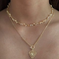 Gold Beyaz Taşlı Tulip Kolye