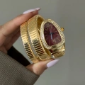 Gold Bordo Kadran Yılan Kol Saati