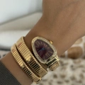 Gold Bordo Kadran Yılan Kol Saati