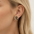 Gold Leopar Desenli Küpe