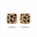 Gold Leopar Desenli Küpe