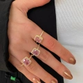 Gold Pembe Baget Taşlı Yüzük