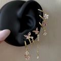 Gold Pembe Kelebek Detay 6 Lı Küpe Seti
