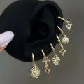 Gold Yılan Detaylı 6 Lı Küpe Seti