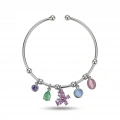 Kelebek Detaylı Silver Charm Bileklik