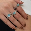 Mavi Opal Taşlı Kalp Yüzük