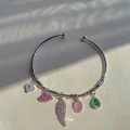 Melek Kanat Detaylı Silver Charm Bileklik