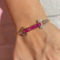 Pembe Baget Taşlı Tasarım Bileklik
