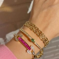 Pembe Baget Taşlı Tasarım Bileklik