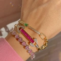Pembe Baget Taşlı Tasarım Bileklik