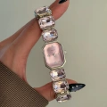 Pembe Kristal Taşlı Kol Saati