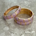 Pembe Mineli Kalın Kelepçe Bileklik