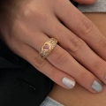 Pembe Swarovki Taşlı Yüzük
