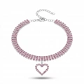 Pembe Taşlı Kalp Choker