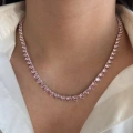 Pembe Yuvarlak Taşlı Döküm Kolye