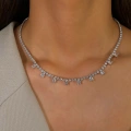 Silver 9 Taşlı Choker & Kolye