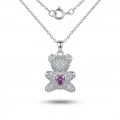 Silver Pembe Kalp Ayıcık Kolye