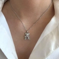 Silver Pembe Kalp Ayıcık Kolye