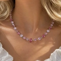 Silver Fuşya Baget Taşlı Choker