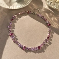 Silver Fuşya Baget Taşlı Choker