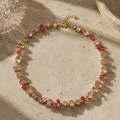 Gold Fuşya Baget Taşlı Choker