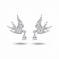 Silver Kuş Detaylı Küpe