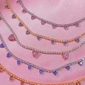 Silver Pembe 5 Kalpli Choker