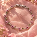 Silver Pembe Çiçekli Bileklik