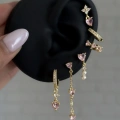 Gold Pembe Kalp Detaylı 6 Lı Küpe Seti