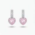 Silver Pembe Kalp Detaylı Küpe