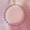 Silver Pembe Mini Kalp Choker