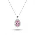 Silver Pembe Oval Taşlı  Kolye