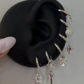 Silver Yılan Detaylı 6 Lı Küpe Seti