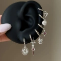 Silver Yılan Detaylı 6 Lı Küpe Seti