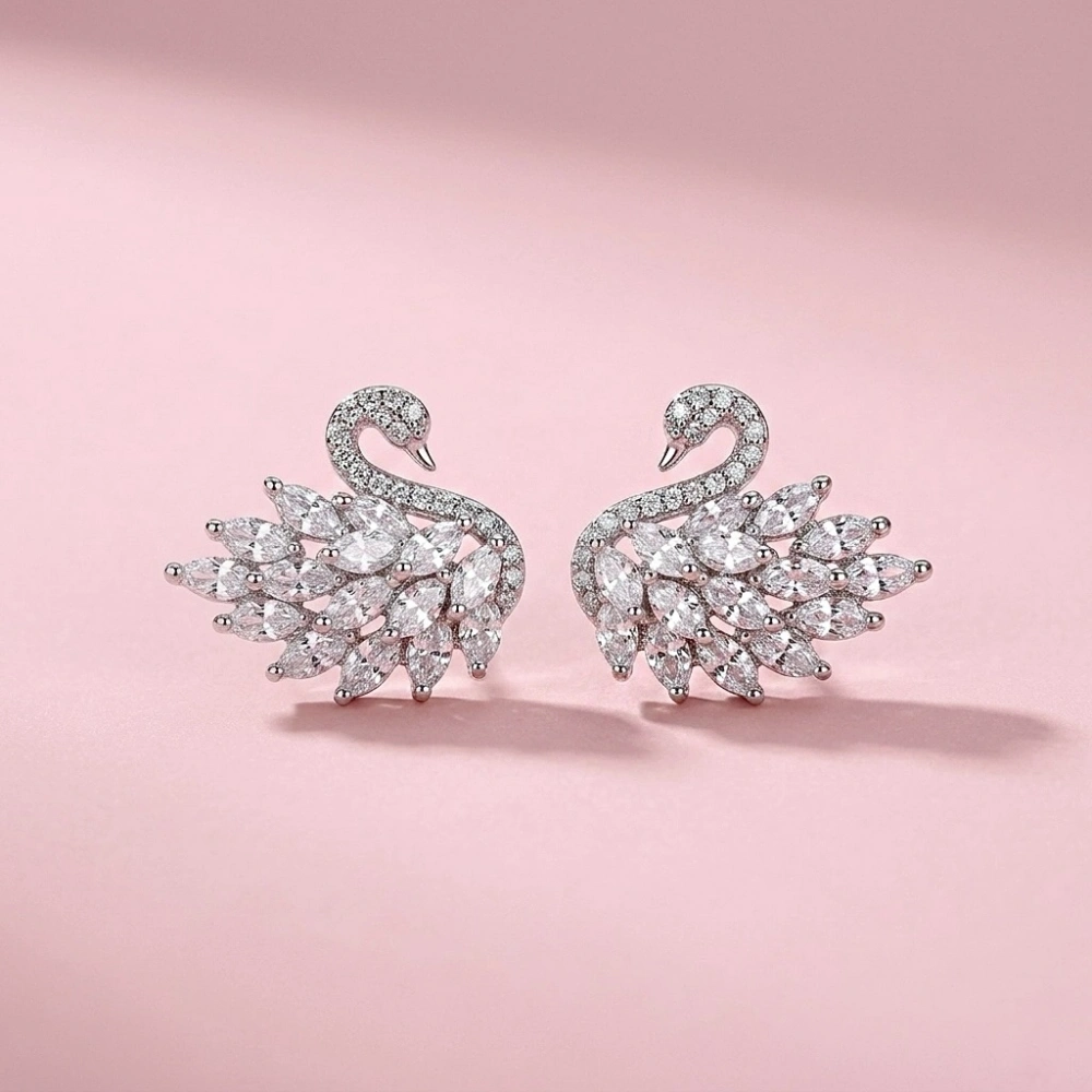 Çelik Beyaz Kuğu Küpe