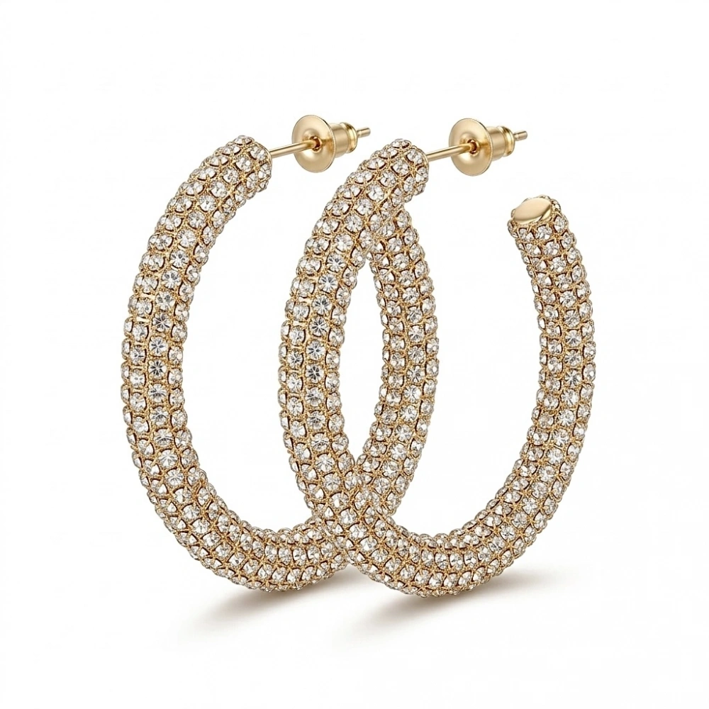 Full Taşlı Halka Küpe