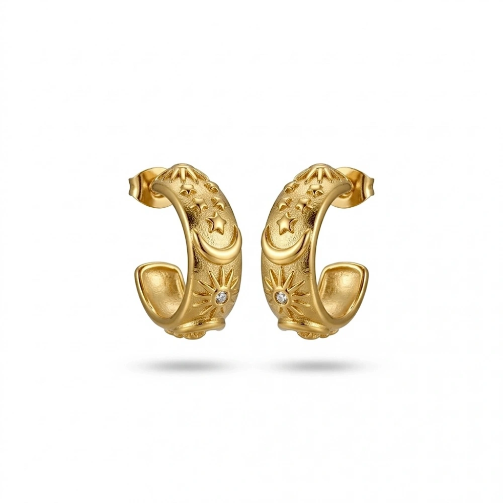 Güneş Hilal Detay Küpe