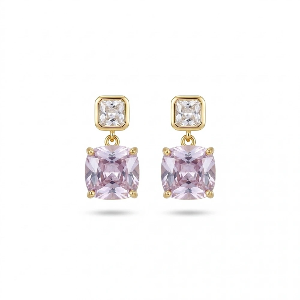 Lila Renk Tasarım Küpe