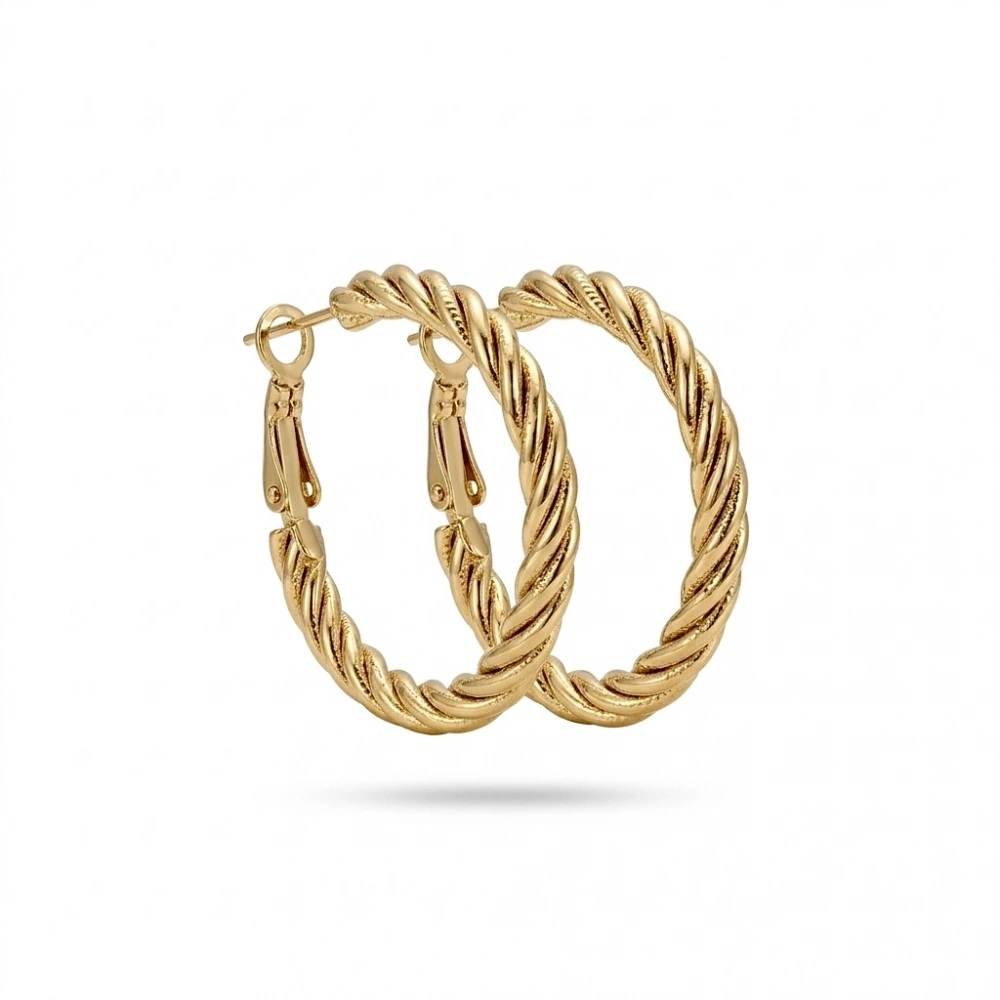 Çelik Burgu Detay Halka Küpe