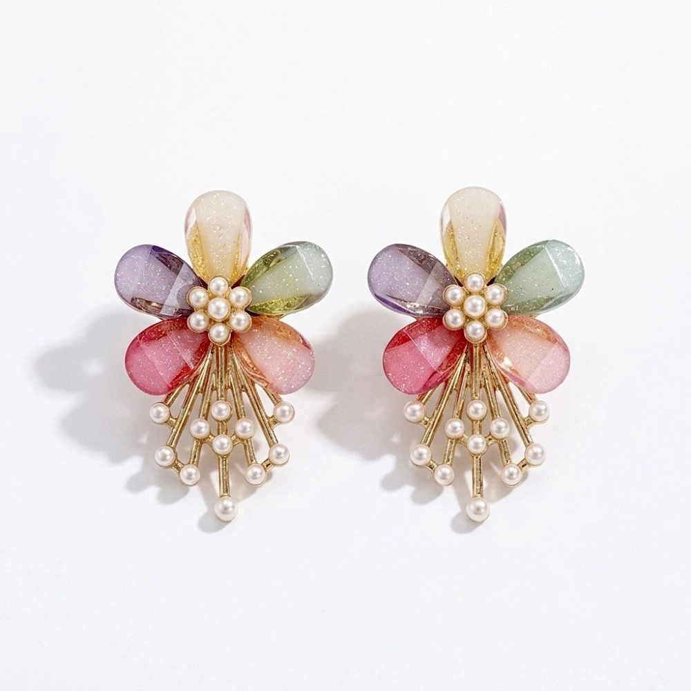 Renkli Çiçek Detay Küpe