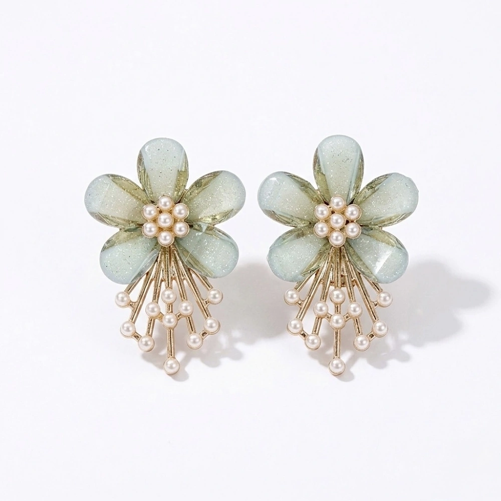 Yeşil Çiçek Detay Küpe