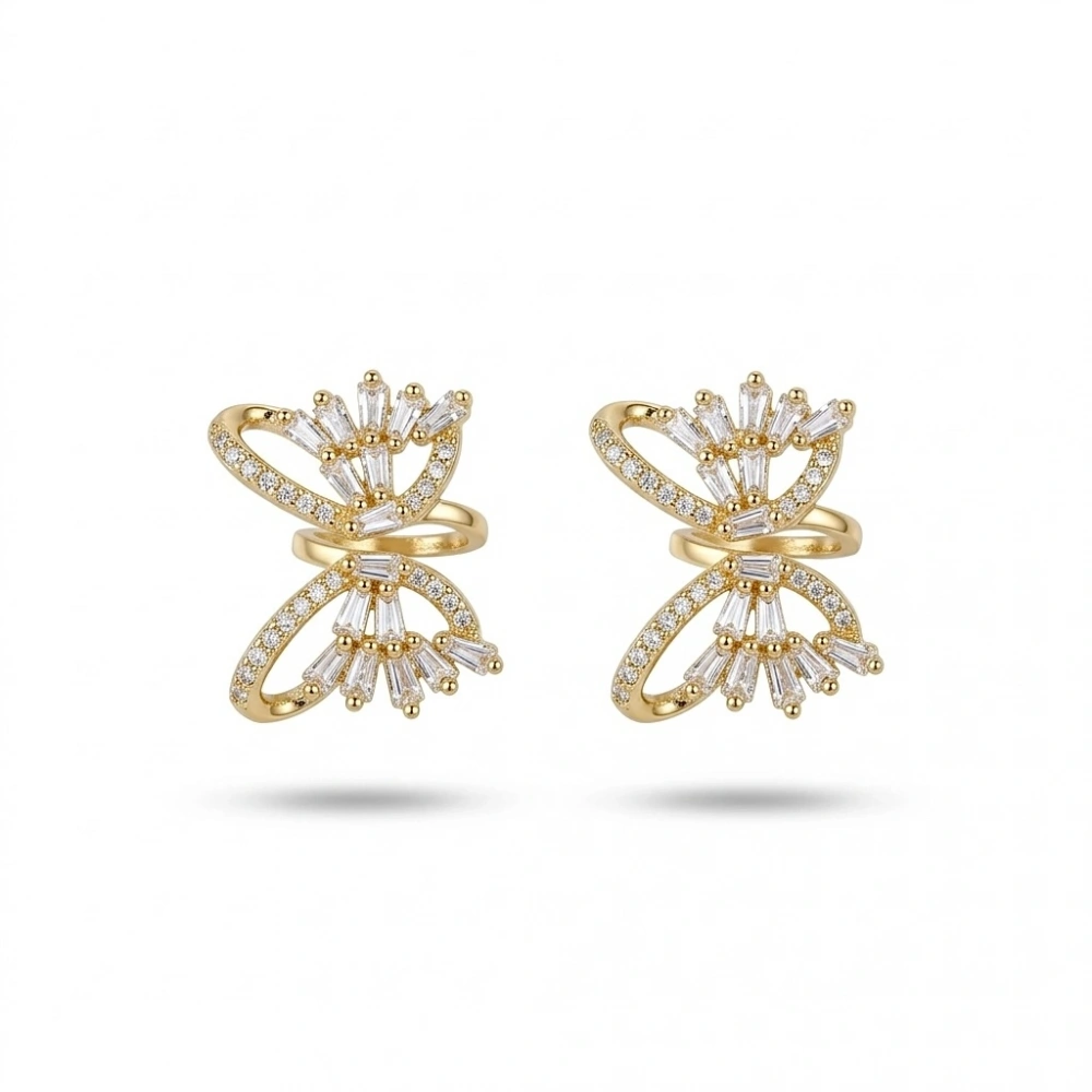 İthal Gold Kelebek Küpe